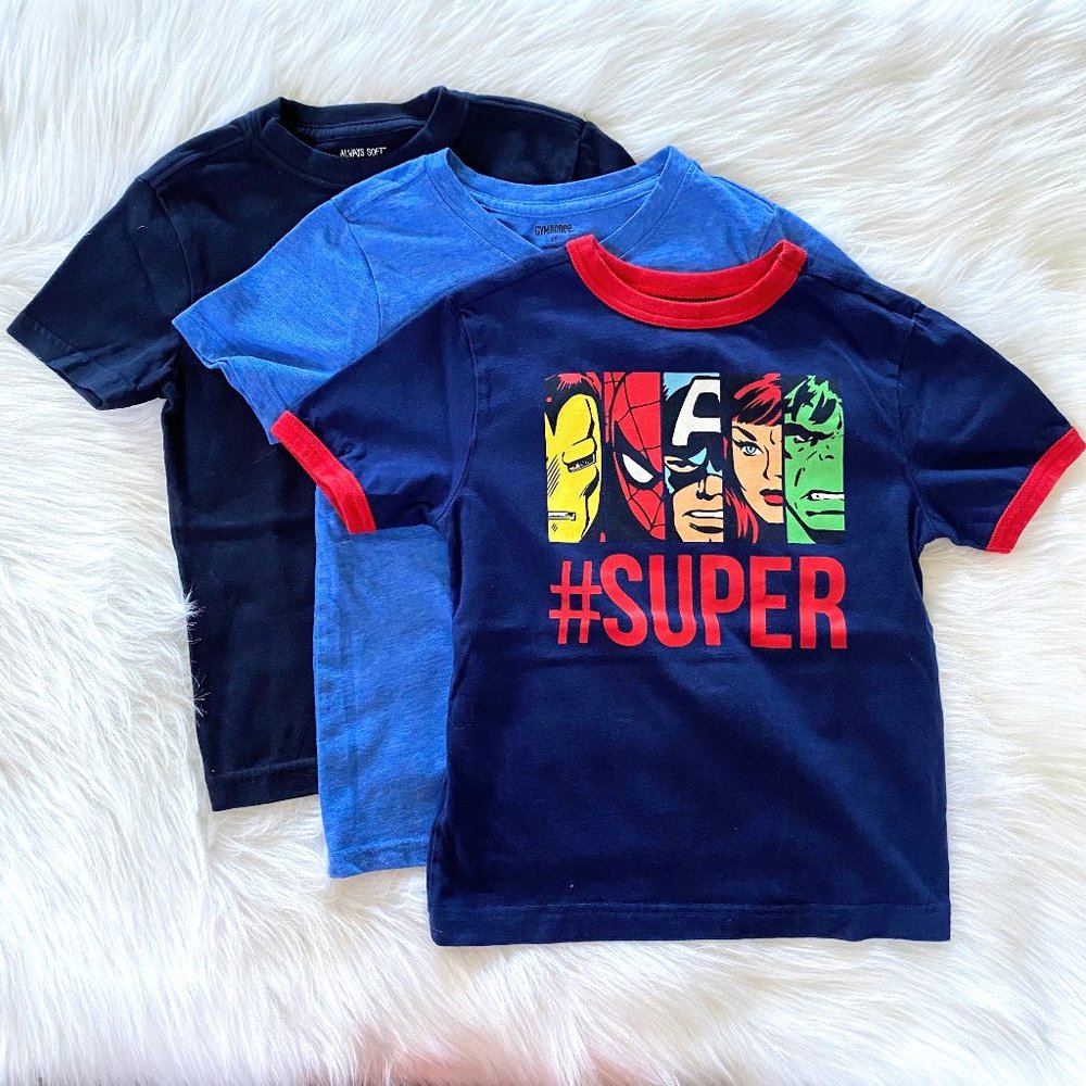Gymboree Boys Blue Summer Marvel Superhero Tees - Picture 1 of 8